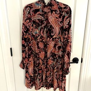 Anthropologie Floral Paisley Ruffled Knee length dress